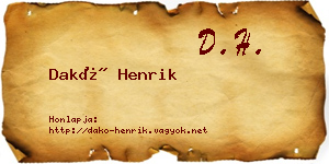 Dakó Henrik névjegykártya